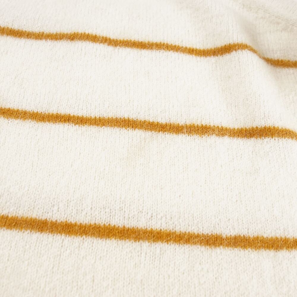 J Crew Alpaca Striped Orange Ivory Cream Crewneck Sweater Womens Sz S - Picture 7 of 11